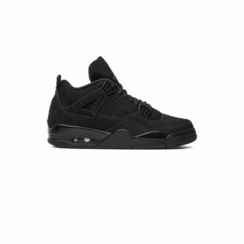 Czarne buty Jordan 4 "Black Cat" z charakterystycznymi detalami.