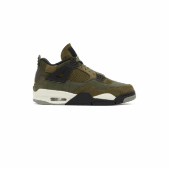 Jordan 4 Craft Olive z oliwkową cholewką i charakterystycznymi detalami.