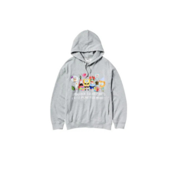 Uniqlo x CPFM SpongeBob SquarePants Hoodie Gray – szara bluza z kapturem z grafiką SpongeBoba, która łączy styl i komfort.