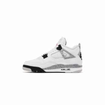 Jordan 4 White Cement – białe sneakersy z szarymi detalami i logo Jumpman.